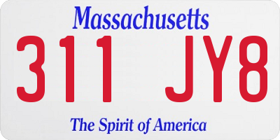 MA license plate 311JY8