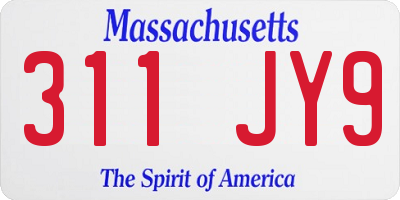 MA license plate 311JY9