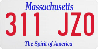 MA license plate 311JZ0