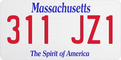 MA license plate 311JZ1