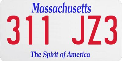 MA license plate 311JZ3