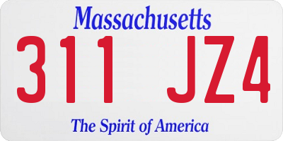 MA license plate 311JZ4