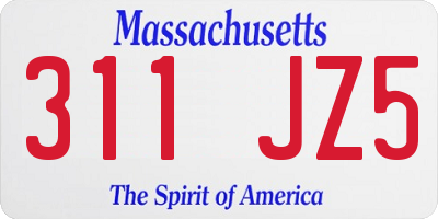 MA license plate 311JZ5