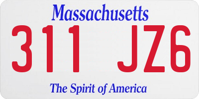 MA license plate 311JZ6