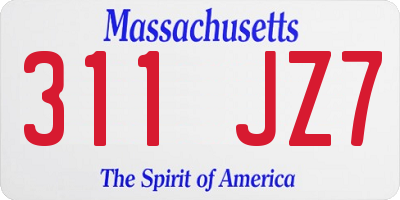 MA license plate 311JZ7
