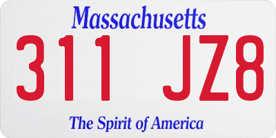 MA license plate 311JZ8