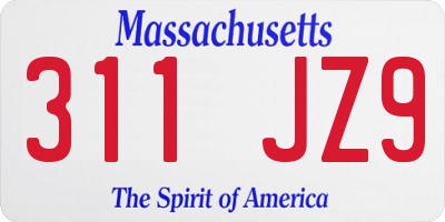MA license plate 311JZ9
