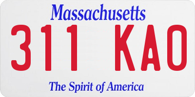 MA license plate 311KA0