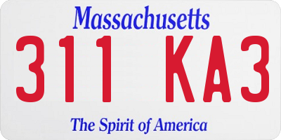 MA license plate 311KA3