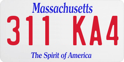 MA license plate 311KA4