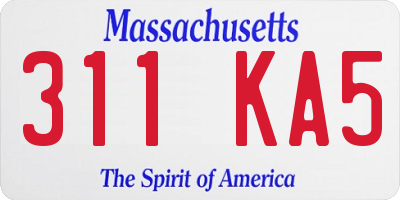 MA license plate 311KA5