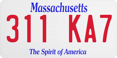 MA license plate 311KA7