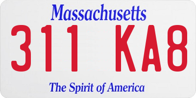 MA license plate 311KA8