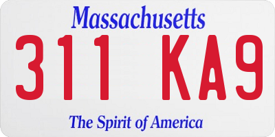 MA license plate 311KA9