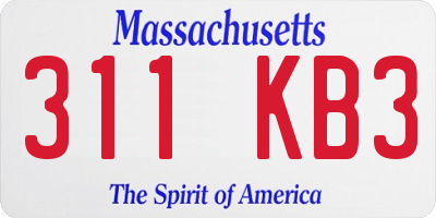 MA license plate 311KB3