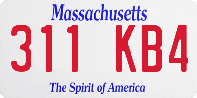 MA license plate 311KB4