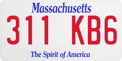 MA license plate 311KB6