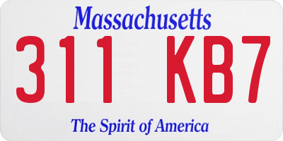 MA license plate 311KB7