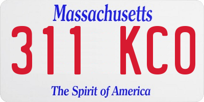 MA license plate 311KC0