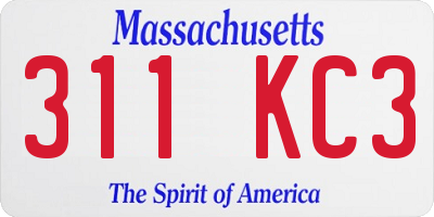MA license plate 311KC3