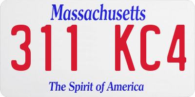 MA license plate 311KC4