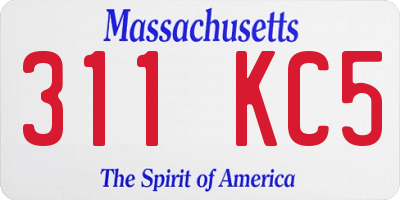 MA license plate 311KC5