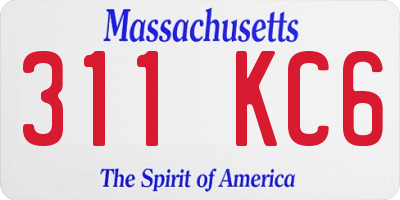 MA license plate 311KC6