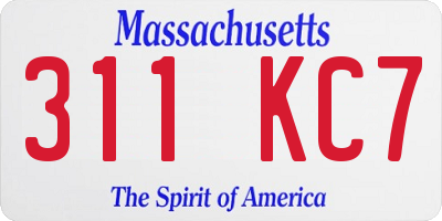 MA license plate 311KC7