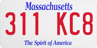 MA license plate 311KC8