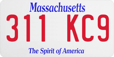 MA license plate 311KC9