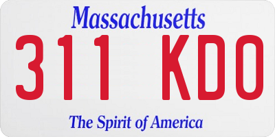 MA license plate 311KD0