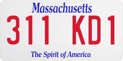 MA license plate 311KD1