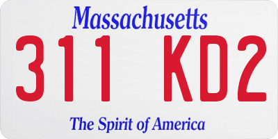 MA license plate 311KD2