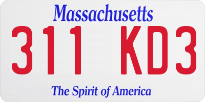 MA license plate 311KD3