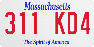 MA license plate 311KD4