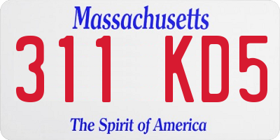 MA license plate 311KD5