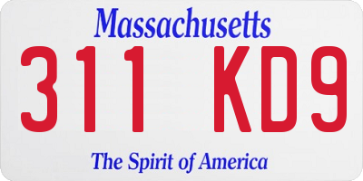MA license plate 311KD9