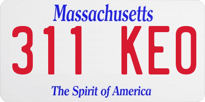 MA license plate 311KE0