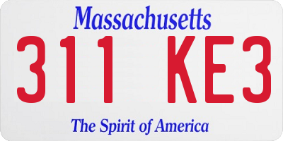 MA license plate 311KE3
