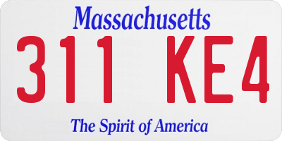 MA license plate 311KE4