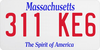 MA license plate 311KE6