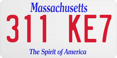 MA license plate 311KE7