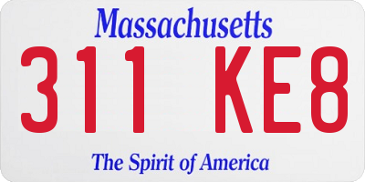 MA license plate 311KE8