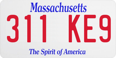 MA license plate 311KE9
