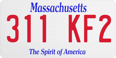 MA license plate 311KF2