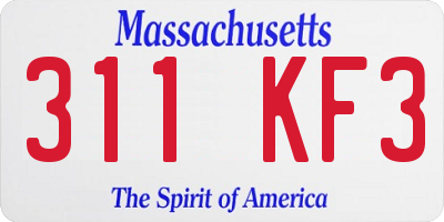 MA license plate 311KF3