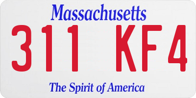 MA license plate 311KF4