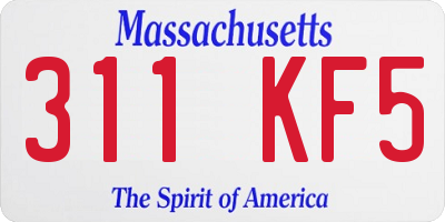 MA license plate 311KF5