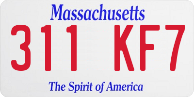 MA license plate 311KF7