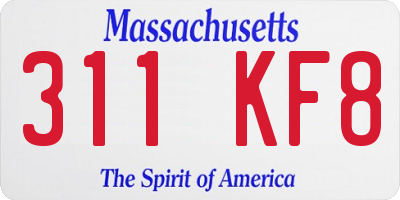 MA license plate 311KF8
